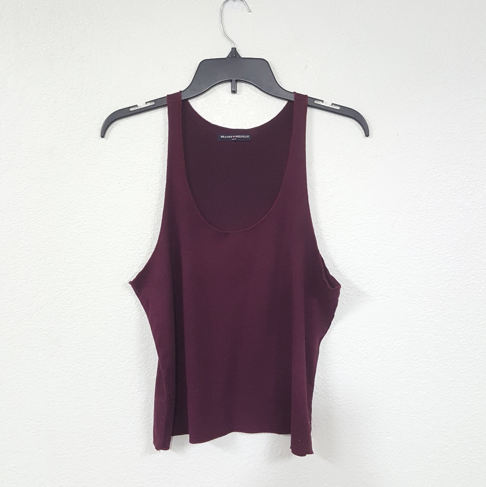 Brandy Melville Sz S Suede Wine Burgundy Maroon Tank Top